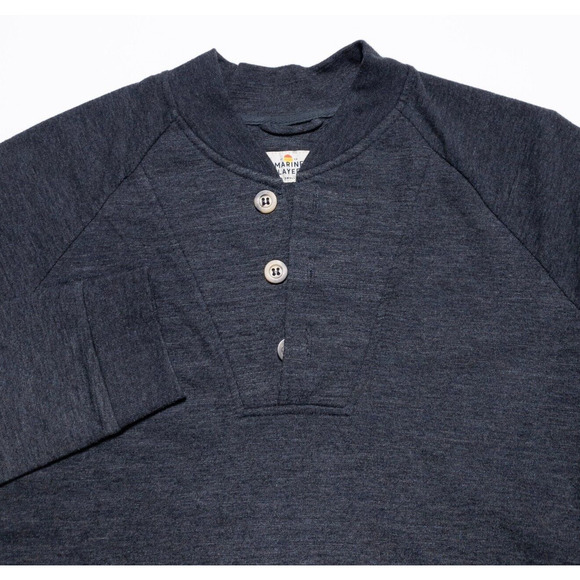 Marine Layer Sweater Men's Small Henley Pullover USA Cotton Polyester Rayon Gray - Picture 5 of 8